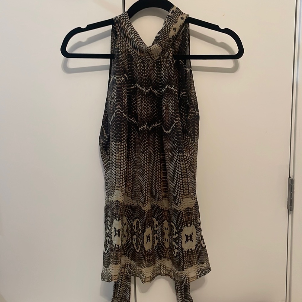 Roberto Cavalli silk sleeveless animal print top